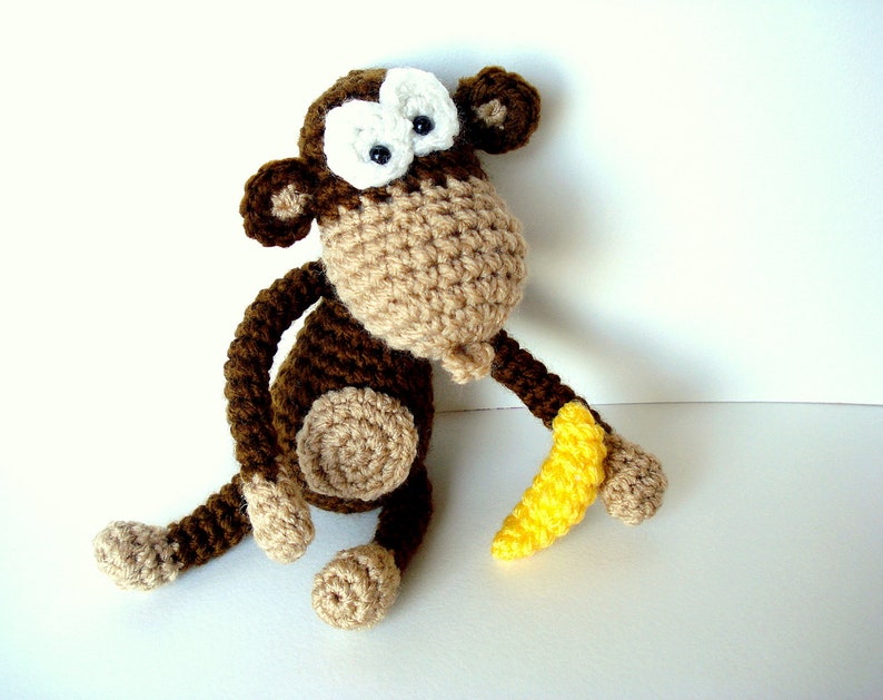 Amigurumi Pattern, Amigurumi Monkey Pattern, Crocheted Monkey Pattern with Banana, Crochet Tutorial image 3