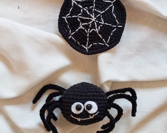 Crochet Pattern, Amigurumi Spider and Spiderweb Pattern, Jumping Spider, Halloween animal, miniature toy, crochet plush, cute stuffed animal