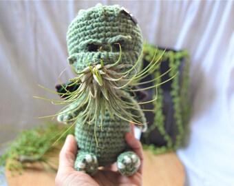 Cthulhu Crochet Plant Pot Pattern, Mini Amigurumi Cthulhu, diy air plant holder, desk decoration, Airplant Pot, tillandsia holder,