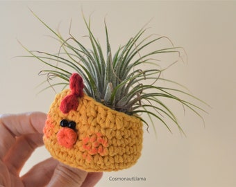 Chick Planter Crochet Pattern, Amigurumi animal Plant pot, Easter Chicken Plant holder, For Unique gifts lovers, airplant holder, airplanter