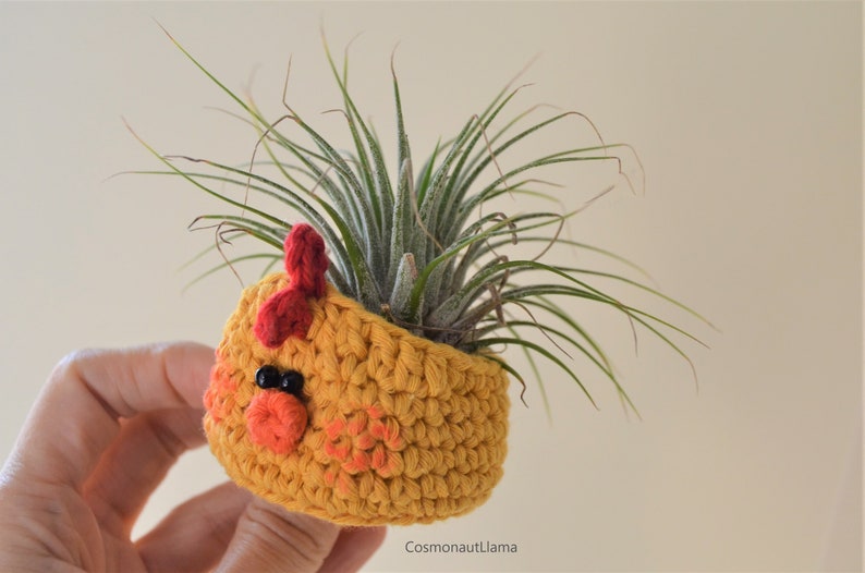 Crochet planter, Amigurumi animal Plant pot, Easter Chicken Plant holder, airplant gifts, planter for kids, crochet patterns for plant cover image 9