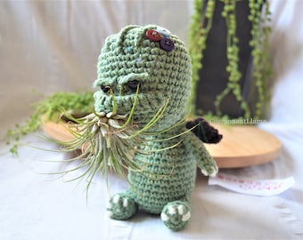 Cthulhu Crochet Pattern, Mini Amigurumi Cthulhu Planter, Sea creatures, diy air plant holder, desk decoration, Airplant Pot, tillandsia