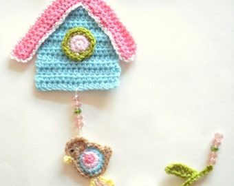 Crochet Birdhouse Pattern, Garland, PDF Pattern,  Wall Hanging, Decor, Nursery Decoration, Tutorial,