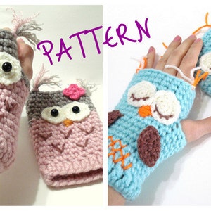 Crochet Pattern, Gloves Pattern, Owl Gloves Pattern, Tutorial, Crochet Tutorial, Owl Gloves, INSTANT DOWNLOAD