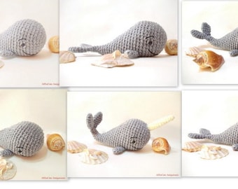 Padrão de Baleia Amigurumi, Animal Marinho de Crochê, Tutorial em PDF, Padrão de Narval, Fofo, Brinquedos de Pelúcia Subaquáticos, Animal do Oceano, Pelúcia, Feito à Mão