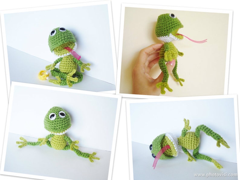 Crochet Pattern, Amigurumi Animal Tutorial, Crocheted Frog, Toys Pattern, Gifts for kids, diy, pdf, instant download, plush pattern, green image 5