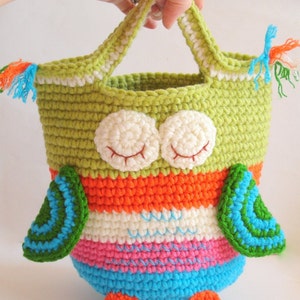Basket Owl Crochet Pattern, Storage Basket Bin, Large Bag Crochet Basket, Owl Basket Pattern for kids Storage Containers Home Decor Gift,