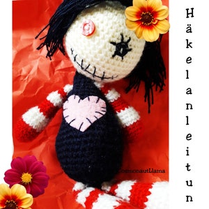 Voodoo Doll Crochet Pattern, plush tutorial, spooky dolls, toys for kids, digital download, easy beginner amigurumi, halloween crochet toy
