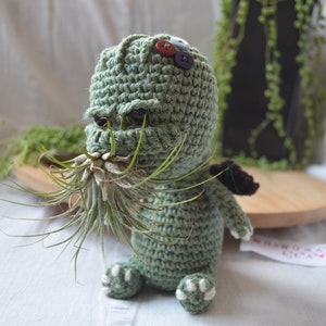 Cthulhu Crochet Plant Pot Pattern, Mini Amigurumi Cthulhu, diy air plant holder, desk decoration, Airplant Pot, tillandsia holder, image 3