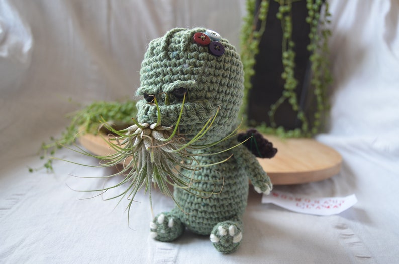 Cthulhu Crochet Plant Pot Pattern, Mini Amigurumi Cthulhu, diy air plant holder, desk decoration, Airplant Pot, tillandsia holder, 画像 3