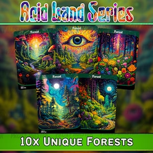 Psychedelic Forest MTG Proxy Lands: Acid Lands Series, EDH/CEDH Full-Art