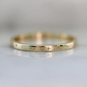 14k Solid Gold Orion Star Engraved Ring, Minimalist Dainty Delicate Gold Ring, Small Tiny Mini Statement Ring, Gift For Her