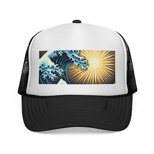 Ocean Wave Trucker Cap | Beach Style Hat, Sun and Sea Cap, Summer Accessories, Outdoor Adventure Gear, Gift for Surfers