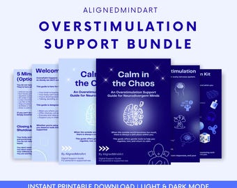 Guía de apoyo para la sobreestimulación: Herramientas de calma neurodivergente (PDF en modo claro y oscuro)