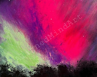 Cuadro de Auroras Boreales: Arte Abstracto, Decoración Moderna para el Hogar (40 x 40 cm)