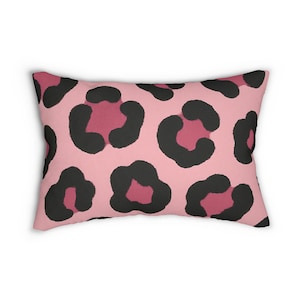 Chic Leopard Print Lumbar Pillow, Decorative Cushion, Home Decor, Animal Print Pillow, Bohemian Accent