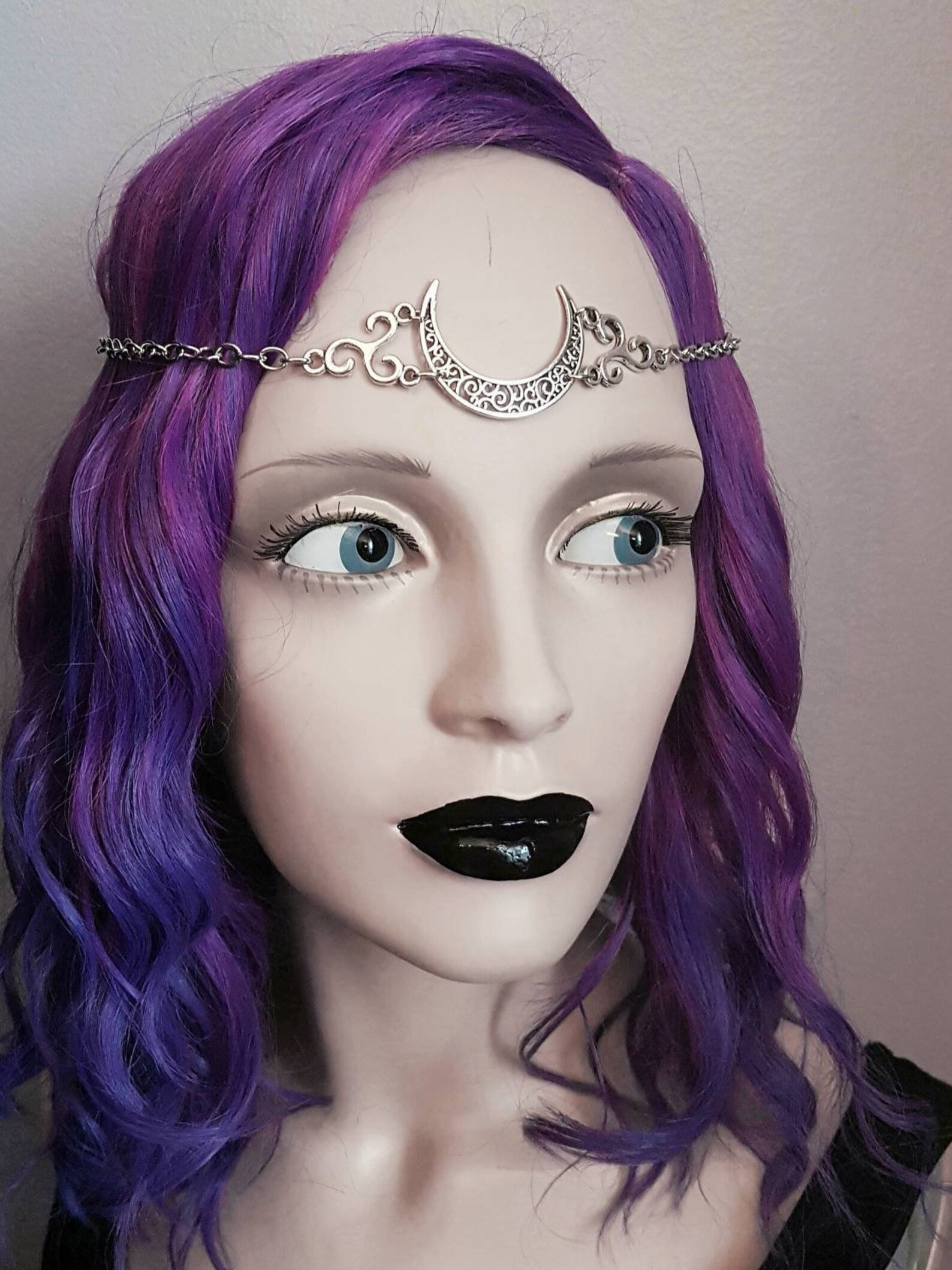 Crescent moon head chain forehead ornamental jewelry pagan Etsy