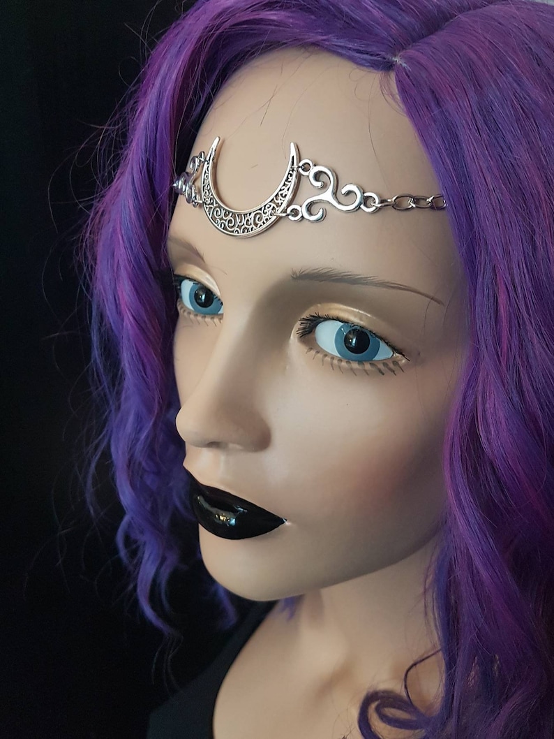 Crescent moon head chain forehead ornamental jewelry pagan Etsy