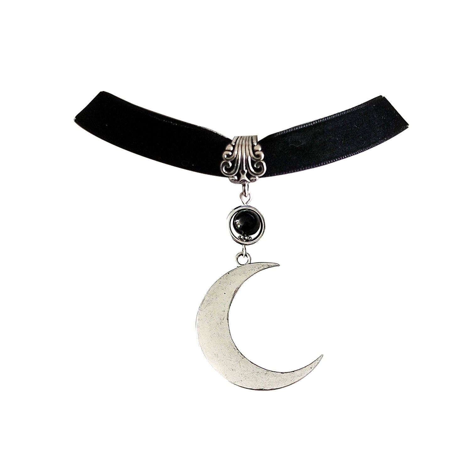 Crescent Moon Choker Necklace Gothic Wiccan Moon Choker Etsy