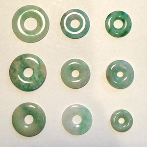 Weinlese-natürliche burmesische grüne Jadeit-Donut-Pi-Scheibe-Ping An Kou, friedliche Taste, Scheibe, 平安㉣ Anhänger Charms Beads