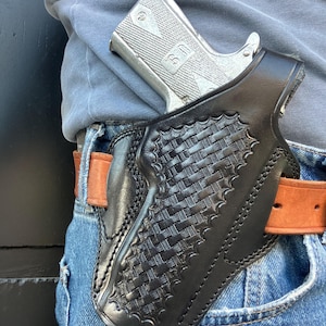 Holster OWB en cuir natté pour le pouce : Colt 1911 45 ACP 5" baril