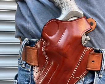 Leather OWB Holster: Smith & Wesson 686, .357 Magnum, 3-inch