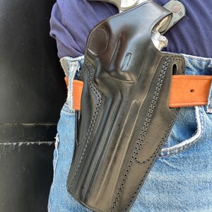 Leather OWB Holster:Colt Python 357 Mag.6-inch barrel