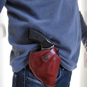 Leather Belt Two Position Holster For Colt Dedective 38 Special Snub Nose
