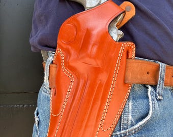 Leather OWB Holster:Colt Python 357 Mag.6-inch barrel