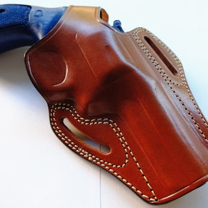 Handcrafted Leather OWB Holster: Smith & Wesson, Colt, Ruger, Taurus .357 Magnum (R.H.)