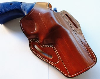 Handcrafted Leather OWB Holster: Smith & Wesson, Colt, Ruger, Taurus .357 Magnum (R.H.)