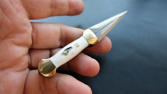 Custom Made Mini Pocket Belt Dagger Knife With Leather Sheath (Deer Horn Handle)