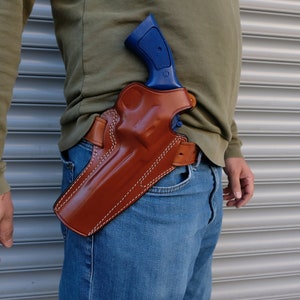 Leather OWB Holster For Colt Python 357 Magnum 6-inch barrel (R.H)
