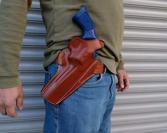 Leather OWB Holster For Colt Python 357 Magnum 6-inch barrel (R.H)