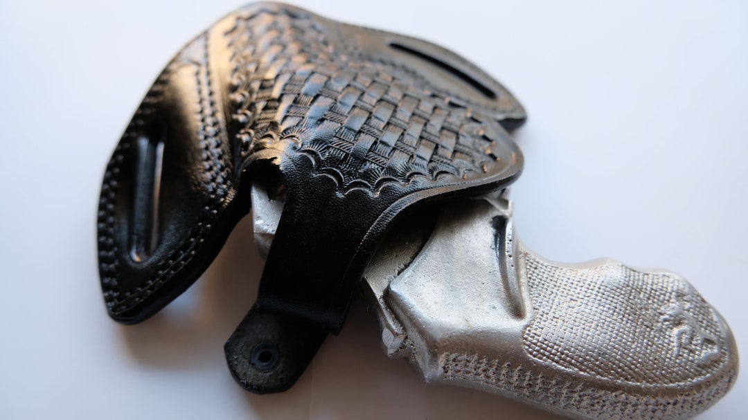 Leather Belt Owb Basket Weave Holster for Taurus Model 856 Snub Nose 38