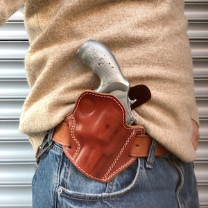 Leather Open Top Pancake Holster For Smith and Wesson model 686 Barrel 2,5 inch (R.H)