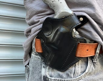Leather OWB Thumb Break Holster For Smith & Wesson 686 Plus 2.5 Barrel