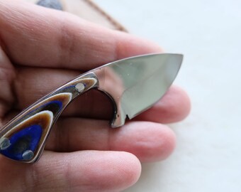 Mini Neck Pocket Knife With Leather Sheath Werzalit Handle