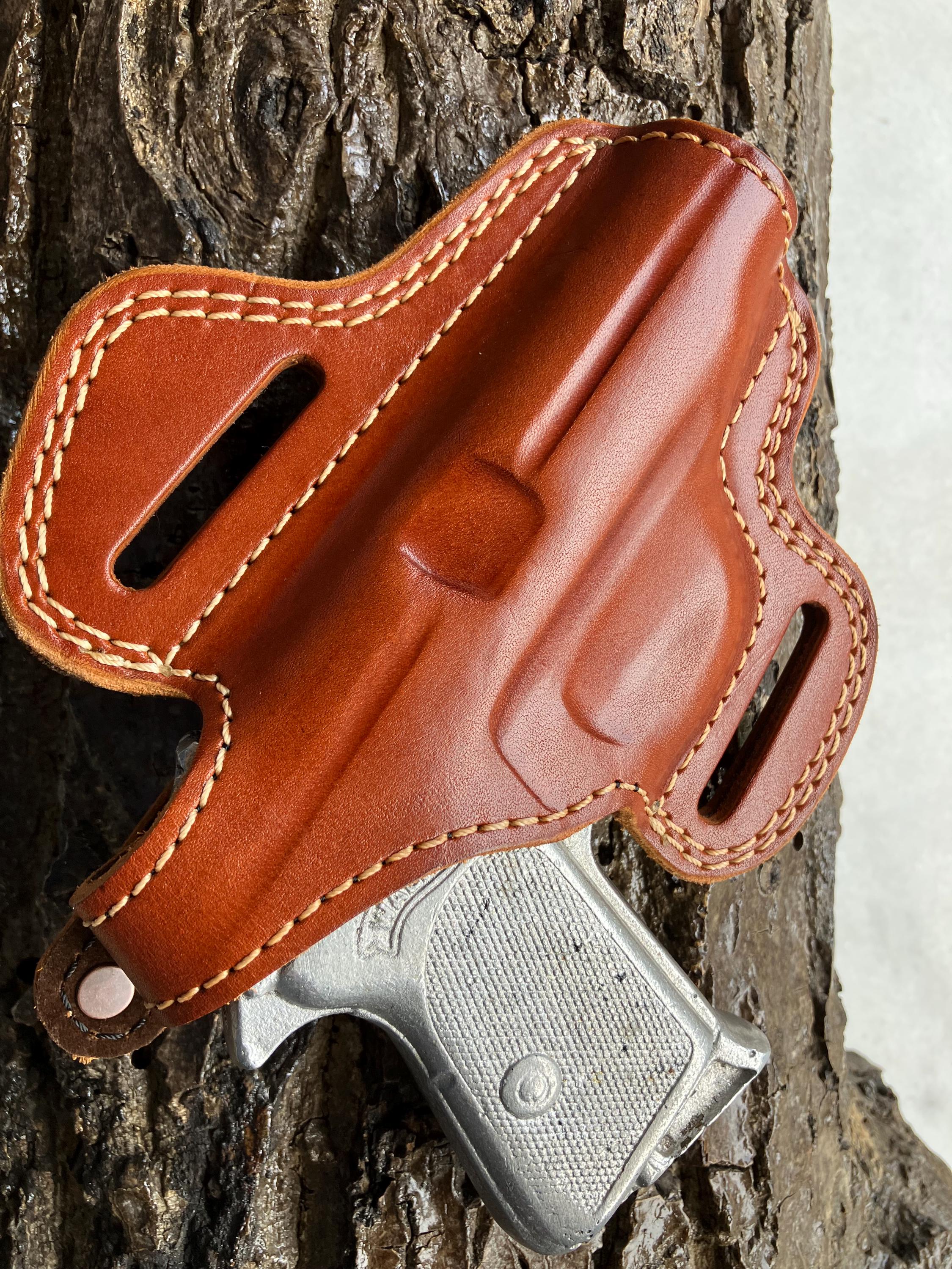 ワルサー PP PPK-S PPK-L用レザーサムブレイク OWBホルスター（右利き