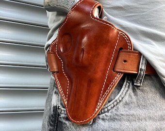 Handcrafted Leather OWB Holster: Taurus Tracker 44 Magnum 4&quot; Barrel
