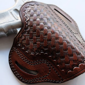 Funda OWB de cuero con tejido de cesta y parte superior abierta para Glock 19