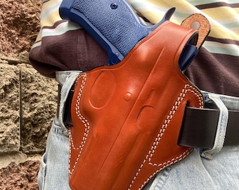 CZ 75 シャドウレザーホルスター：ハンドメイドOWB、ヴィンテージ