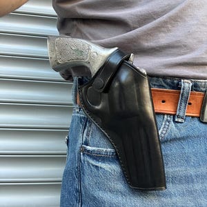 Leather Cross Draw Holster For Smith Wesson 686 Ruger Gp100 Colt Python 4 inch Barrel