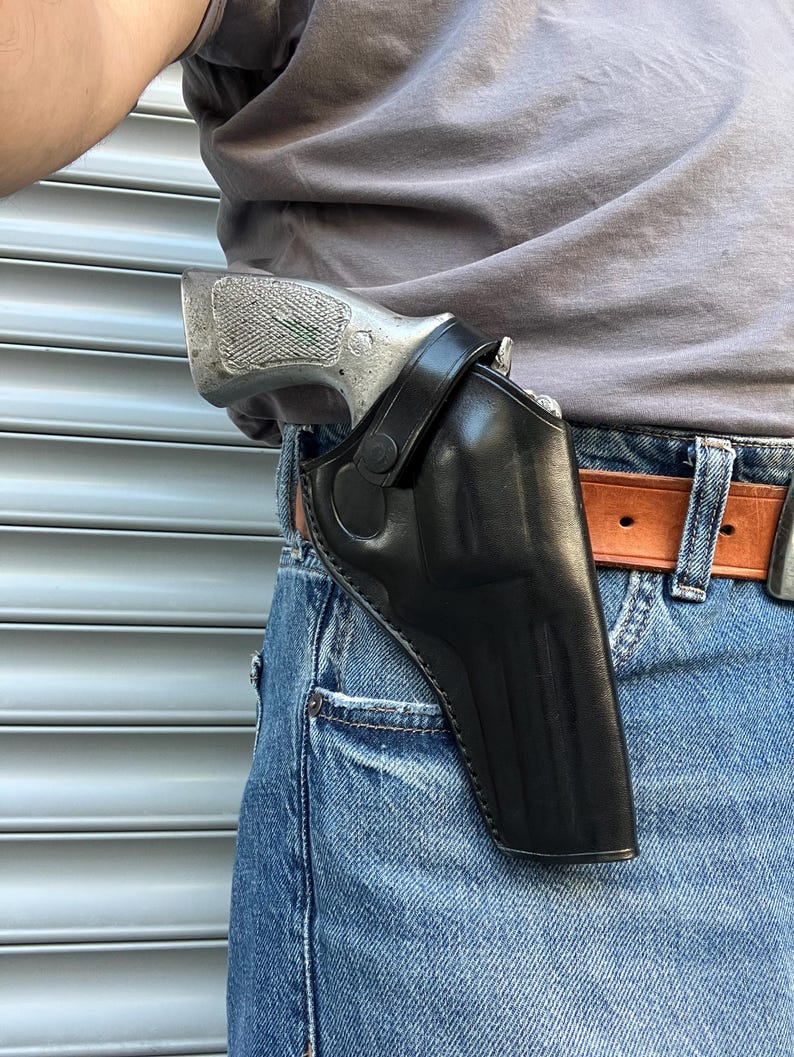 Leather Cross Draw Holster For Smith Wesson 686 Ruger Gp100 Colt Python 4 inch Barrel