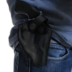 Leather Belt Two Position Holster  For Taurus 856 38 special  Black Tan