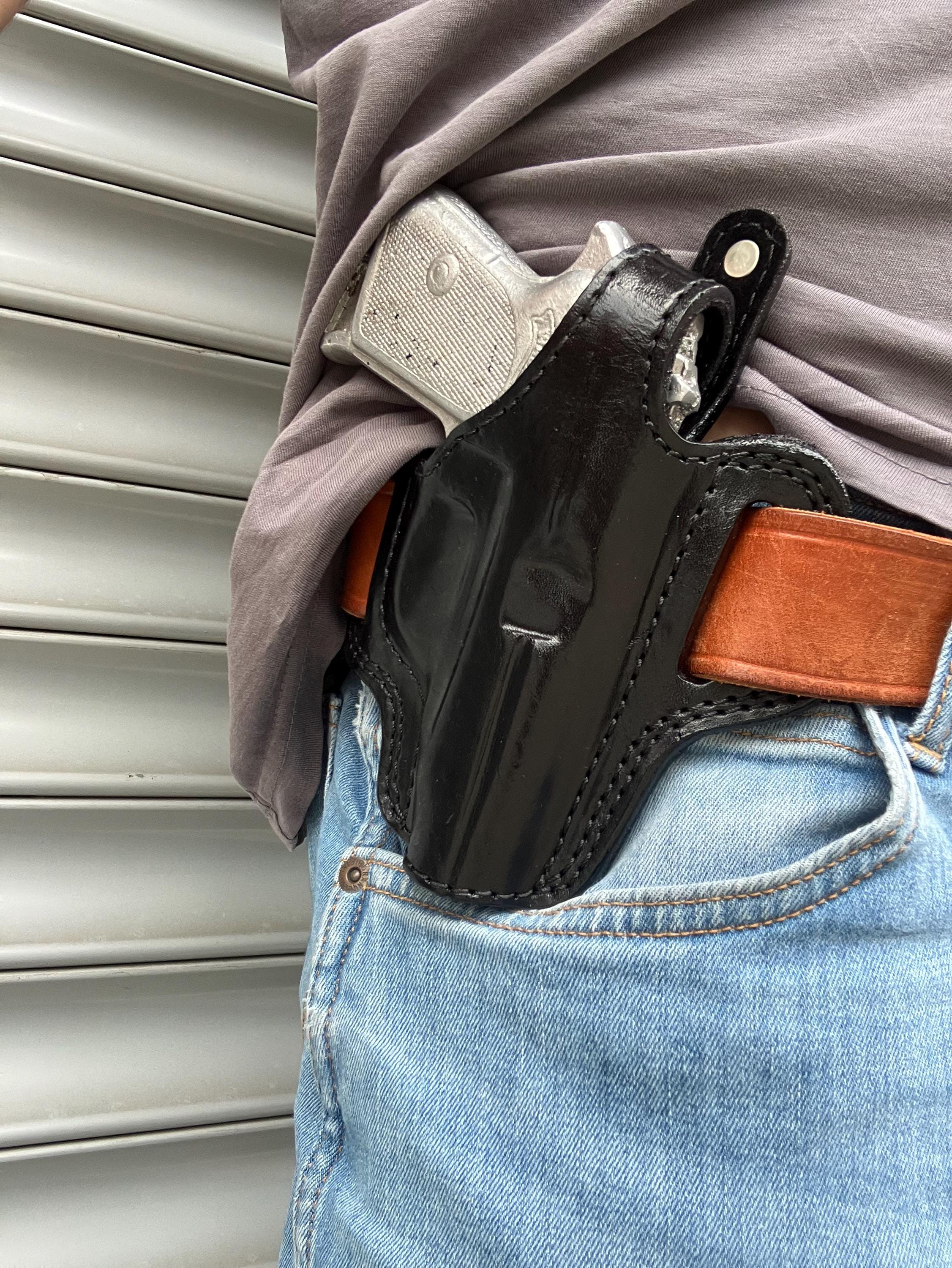 ワルサー PP PPK-S PPK-L用レザーサムブレイク OWBホルスター（右利き