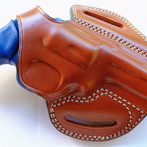 Handmade Leather OWB Belt Holster: Ruger SP101 .357 Magnum 3&quot; Barrel