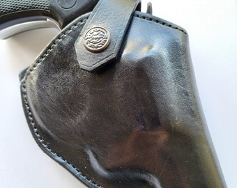 Leather Belt Two Position Holster For Smith Wesson 38 Special snub nose  Black Tan