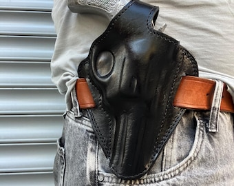 Leather OWB Holster: Smith and Wesson 586,686 4 inch (R.H)