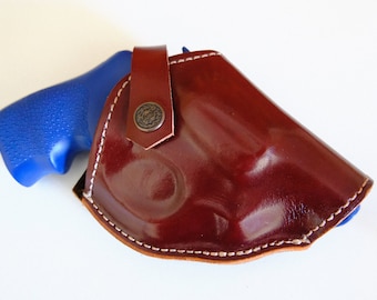 Leather Belt Two Position Holster:Ruger LCRx 38 Special Snub Nose